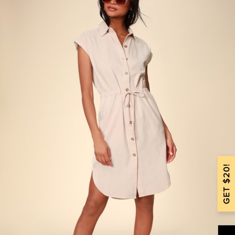 ⭐️SALE NWT PORTUGAL BEIGE BUTTONUP MIDI SHIRT DRES